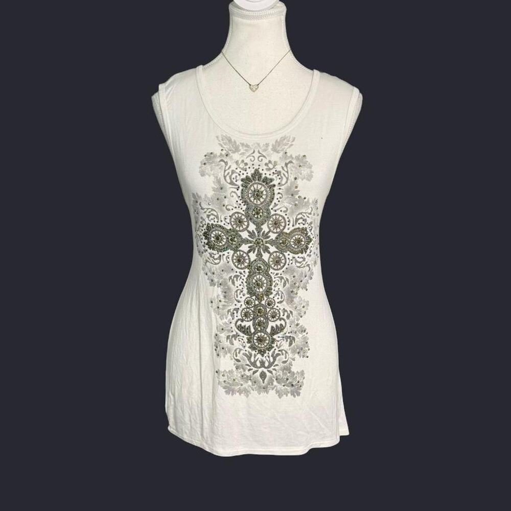 Voral Vintage Mcbling Crucifix Gothic Grunge Y2K Alt Tank Top Size Small